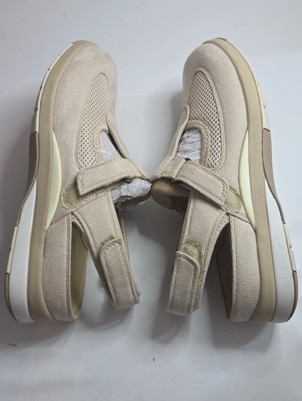DREW ODYSSEY SLINGBACK ORTHOPEDIC HOOK/LOOP CREAM SUEDE WALKING SHOES LADIES 9.5